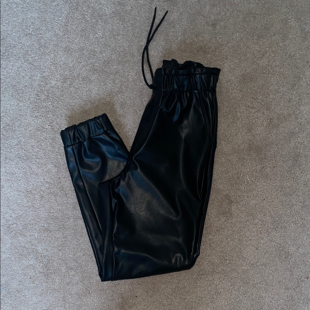 Abercrombie & Fitch Black Faux Leather Jogger Pants